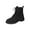 Black, variant on Dasayo Ankle Women's Boots Black Motorcycle Casual Lace up Round Toe Faux Leather Side Zip Boots Womans Shoes 36