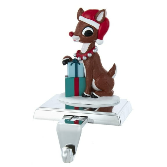 Kurt Adler 6.5-Inch Rudolph with Presents Christmas Stocking Holder – Multi-Colored