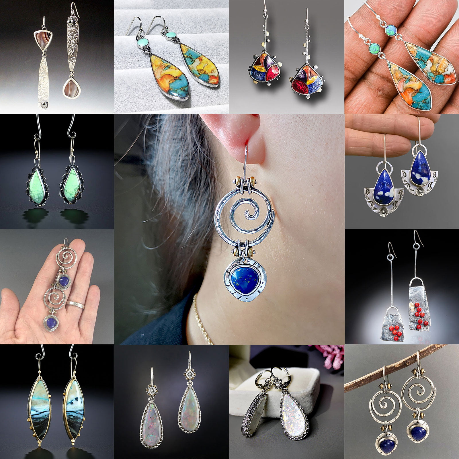 Fashion Women Colorful Crystal Rhinestone Ear Stud Dangle Earrings Jewelry Gifts