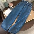 thumbnail image 1 of Womens Polyester Printed Oversized Baggy Wide Leg High Waist Full Length Jeans, 1 of 10