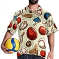 thumbnail image 4 of Baseball Men's Short Sleeve Spread Collar Poplin Button Down Casual Printed Summer Beach Unisex Shirts, 4 of 6