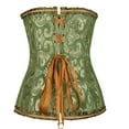 thumbnail image 2 of cllios Brocade Corset Tops for Women Overbust Corset Waist Cincher Victorial Floral Strapless Bodyshaper Eyelet Lace Up Boned Bodice Top, 2 of 7