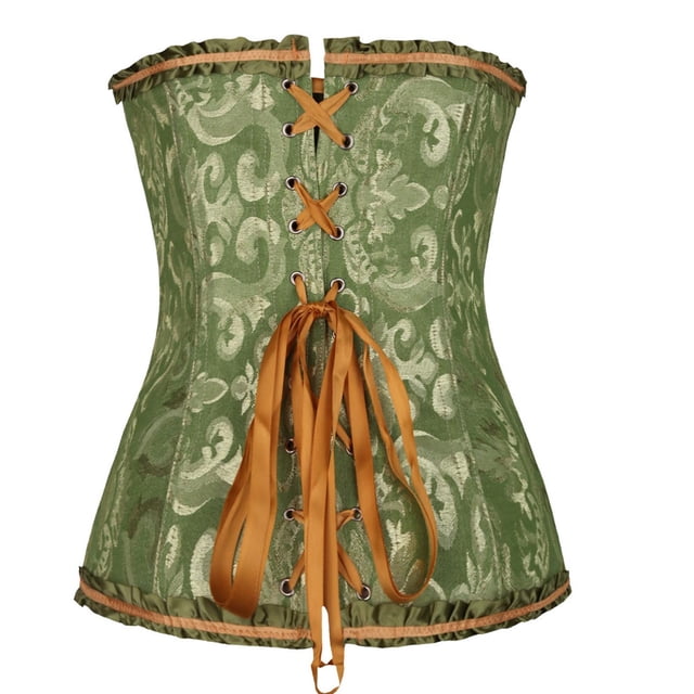 Women Gothic Sexy Satin Floral Overbust Corset Bustier Lingerie Body Shaper Waist Cincher Bridal Steel Boned Corset Top main image 0