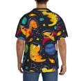 thumbnail image 5 of KLL Dinosaurs in Space Print Men's Shirt Short Sleeve Button Down Summer Cuba Beach Shirts- X-Large, 5 of 7