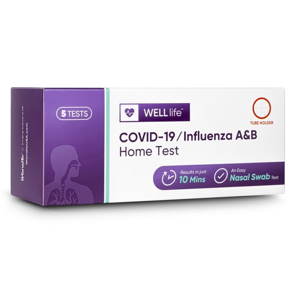 WELLlife COVID-19/Influenza A&B Home Test, Covid Flu Combo Test Results in 10 Minutes FDA Authorised Non-invasive Covid Home Test -[5 Tests]