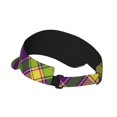 thumbnail image 2 of Fuzoiu Mardi Gras Plaid Print Adult Sunscreen Visor Cap,Adjustable Summer Cap for Men Women,Unisex Running Outdoor Beach Hat, 2 of 7
