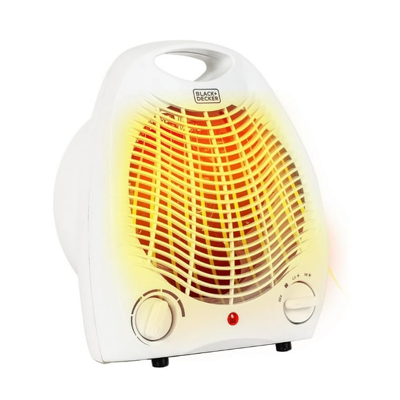 BLACK+DECKER Space Heater, for Office Desk, Home Office & Portable Desk, Personal Heater with 3 Settings, Desk Heater with Adjustable Thermostat, White