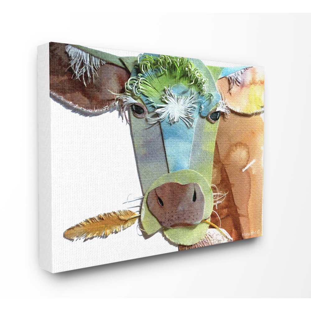The Stupell Home Decor Collection Watercolor Cutout Collage Cow