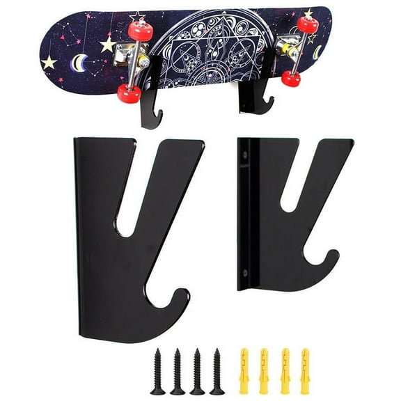 EXHUMKY Professional Skateboard Display Holder Black Acrylic Wall Mount Skateboard Rack for Home or Set
