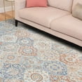 thumbnail image 2 of GlowSol Indoor Persian Area Rug 5' 3" x 7' 3" Vintage Floral Pattern Non Shedding Anti-Slip Low Pile Rug for Living Room Bedroom, Blue/Orange, 2 of 6