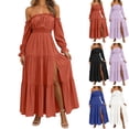 thumbnail image 7 of Ahabrexf Wedding Guest Dresses for Women Off-the-Should Short Sleeve Solid V-Neck Mini for Spring Summer Parties, 7 of 7