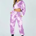 thumbnail image 2 of clear 50% off Usmixi Womens Sweatsuits Set Womens 2 Piece Outfits Fashion Tie Dye Hooded Cropped Sweatshirt Drawstring Elastic Waist Jogger Pant Lounge Sets Tracksuit Sets with Pocket, 2 of 7