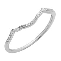 Dazzlingrock Collection 0.08 Carat (ctw) 10K White Diamond Ladies Wedding Band Contour Guard Ring, White Gold, Size 5
