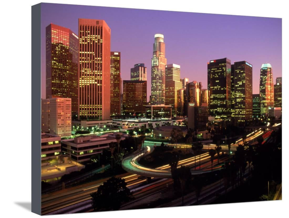 Los Angeles Skyline, California, Scenic Gallery-Wrapped Canvas Print