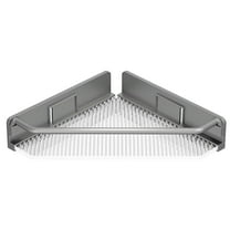 LACKUST Bathroom Corner Shelf, Gray Plastic 1-Tier Corner Bathroom Organizer, Space Saving Semicircular Countertop Storage for Toiletries & Cosmetics, Small Vanity Counter Organizer