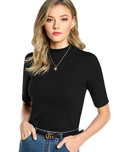 T-Shirt Top Knit Black Small from SheIn 