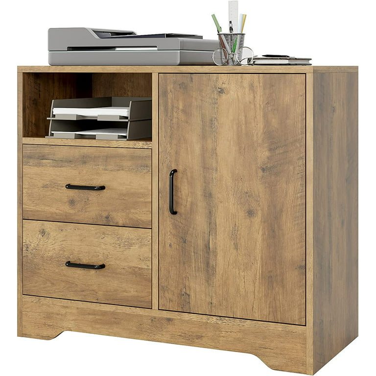 Homfa Accent Cabinet, Small Storage Cabinet, File Cabinet with Door and  Drawers for Living Room, Rustic Brown 