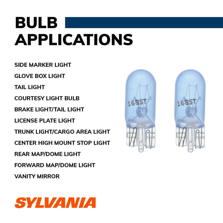 Sylvania 168 SilverStar Automotive Mini Bulb, Pack of 2