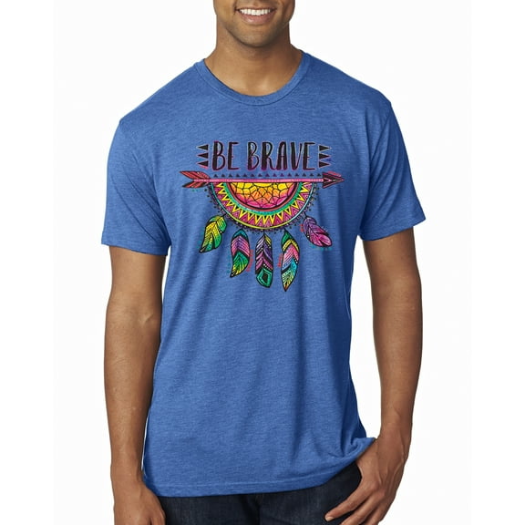 Colorful Neon Be Brave Dreamcatcher | Dean Russo Art Pop Culture Mens Premium Tri Blend T-Shirt, Vintage Royal, Large