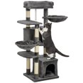 thumbnail image 1 of PawHut 52.5" Cat Tree Tower with Bed, Cat Condos, Hammocks, Dark Grey, 1 of 10