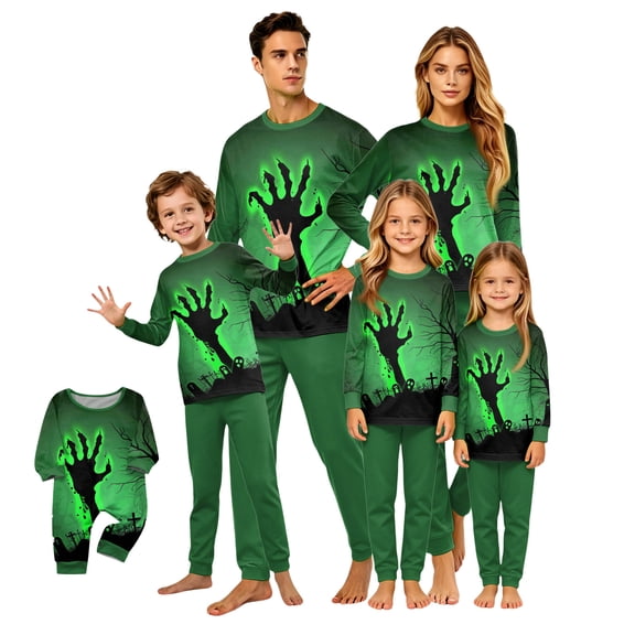 Racifhz Matching Family PJs Halloween Sleepwear Set Soft Long Sleeve Top and Pants Skeleton Print Loungewear Cozy Holiday Gift Set for Autumn Fall Festive Nightwear