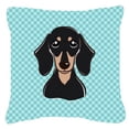 thumbnail image 2 of Carolines Treasures Checkerboard Pink Smooth Black and Tan Dachshund Canvas Fabric Decorative Pillow 18H x18W, 2 of 3