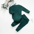 thumbnail image 4 of Infant Baby Knit Outfits Suits, Buttons Round Neck Long Sleeve Romper Top + Elastic Long Pant, 4 of 4