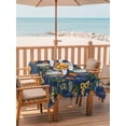 thumbnail image 2 of Outdoor Tablecloths with Umbrella Hole & Zipper, Orange Blue Spring Floral 54x80 Inch Tablecloth Rectangle, Vintage Botanical Summer Flower Waterproof Table Cloth, Patio/Pool/Picnic Table Covers, 2 of 8