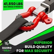 Rhino USA D Ring Shackles (2pc) - 41,850lb Break Strength - 3/4 Clevis Shackle w/ 7/8 Pin (Red)