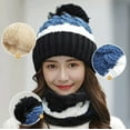 thumbnail image 4 of WEISIPU 2Pcs/Set Winter Women Hat and Scarf Set Soft Warm Pompoms Cable Beanie Hat Knitted Cap Thick Neck Scarf, 4 of 5