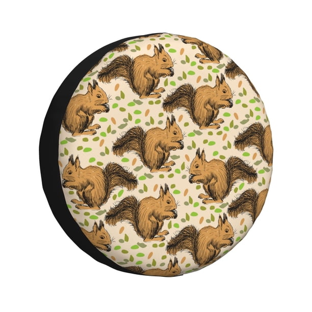 Fotbe Retro Squirrel Funda de Llanta de Repuesto con Estampado, Engrosada, Ajuste Universal para Jeep, Remolque, RV, SUV, Camión-17 inch