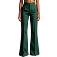 thumbnail image 6 of TEAJOPSUU Womens Pinstripe Flare Dress Pants High Waisted Button Fly Slim Bootcut Trousers with Pockets Business Casual Work Office Wear Green, 6 of 7