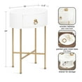 thumbnail image 3 of Kate and Laurel Decklyn Decorative Glam Oval Side Table, 16 x 12 x 24, White and Gold, Modern Round Living Room Table with Pull Drawer for Useful Storage, 3 of 9