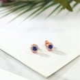thumbnail image 4 of Gem Stone King 1.22 Ct Round Blue Created Sapphire 18K Rose Gold Plated Silver Earrings, 4 of 4