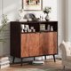 thumbnail image 3 of 3.15 estilo rural kitchen sideboard buffet gabinete - 2 abiertos estantes, gorgeous burl texture, walnut, para dining & sala de estar, 3 of 7