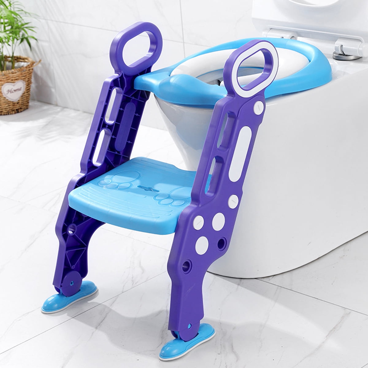 Kid Children Baby Toilet Potty Training with Step Stool Ladder Foldable
