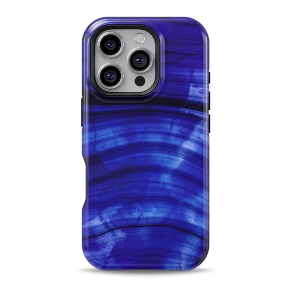 DesignSkinz Scratch-Resistant Hard Slim Case Compatible with iPhone 16 (Compatible with MagSafe) - Vivid Agate Vein Slice Blue V11
