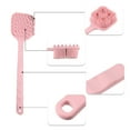 thumbnail image 3 of Unique Bargains 1 Pc Double Side Long Handle Bath Brush Back Scrubber for Bath 14.37" Length Pink, 3 of 6