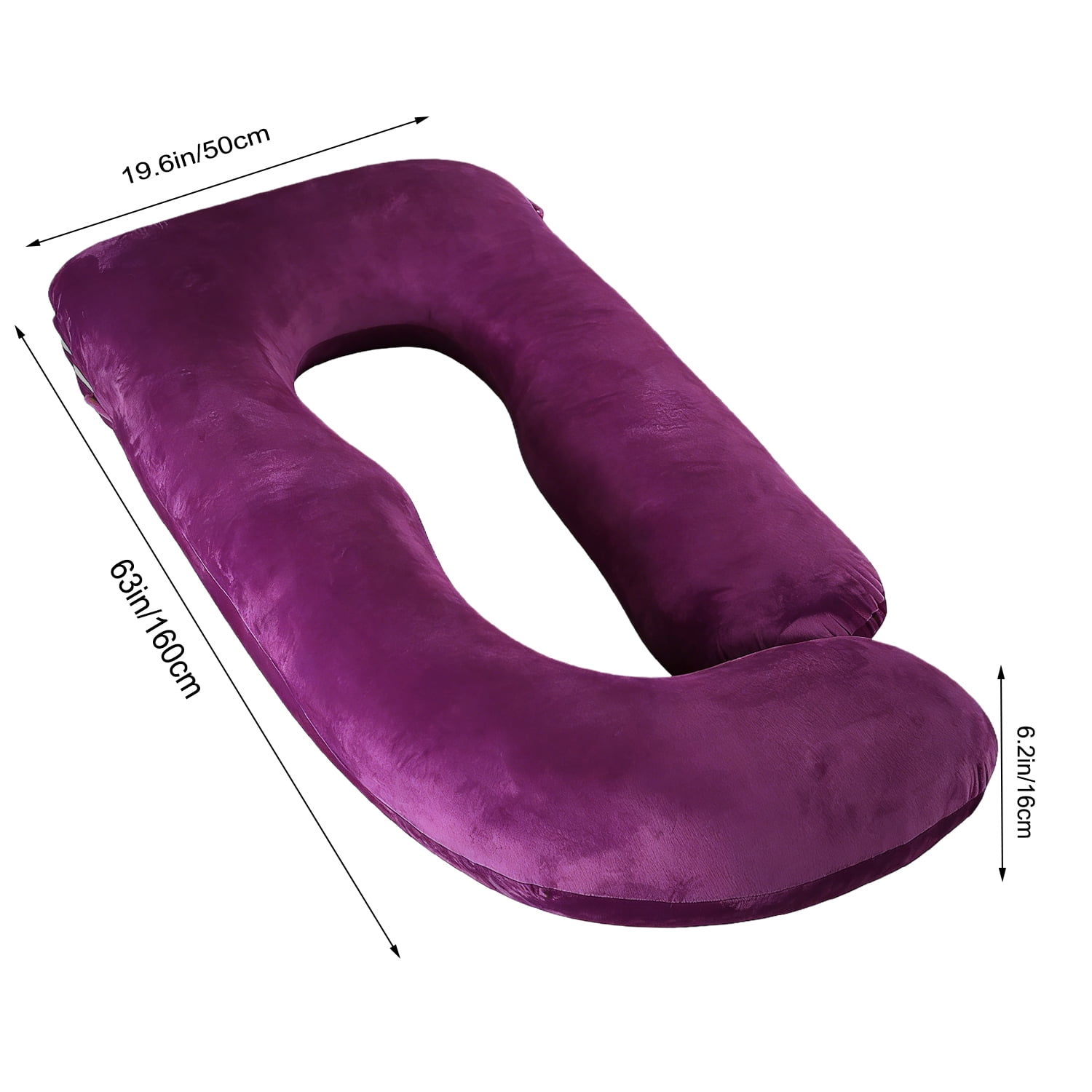 J-Shaped Pregnancy Pillow (63" x 19.6") - Full Body Maternity Support Pillow for Back, Hip and Belly Pain Relief, Purple