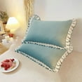 thumbnail image 5 of SHIMELE Ruffled French Pillowcase Soft Brushed Fabric Envelope Closure Pillow Cover Home Bedding Decorative Pillowcase for Bedroom, 48×74cm, Multiple Colors, 5 of 6