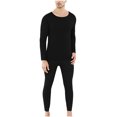 thumbnail image 3 of Elainilye Fashion Pajamas for Men Winter Warm 2 Piece Pajamas Suit Double-sided Non Marking Brushed Seamless Wear-resistant Pajama Set,Black, 3 of 8