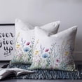 thumbnail image 2 of Pink Blue Floral 24x24 Pillow Covers Set of 2, Farmhouse Garden Flowers Botanical Throw Pillow Covers Decorative Couch Cushion Case, Microfiber Square Pillowcases for Bedroom Car Living Room, 2 of 7