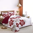 thumbnail image 2 of Juego de edredón DJY Christmas con estampado floral rojo tamaño king size, 3 piezas, 2 of 8