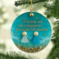 Deeceymbur Friendship Sea Glass Christmas Ornament Holiday Decor Coastal Beach Themed Gift for Friends Family Tree Hanging Decoration