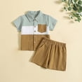 thumbnail image 2 of Toddler Baby Boy Cotton Linen Shorts Outfits 2 Piece Short Sleeve Button Shirt Shorts Set Summer Casual Clothes, 2 of 8