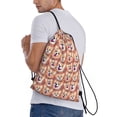 thumbnail image 3 of Kdxio Corgi Head with Floal Print Drawstring Backpack Bag,Waterproof Draw String Back Sack, Gym Drawstring Bags Swim Bag For Unisex, 3 of 9