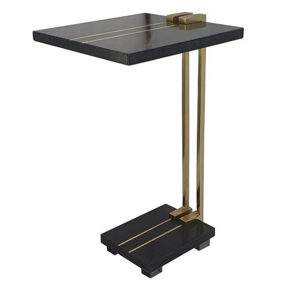 A&B Home Darush Marble Side Table - 12.5"W x 12"L x 22"H - Black/Gold