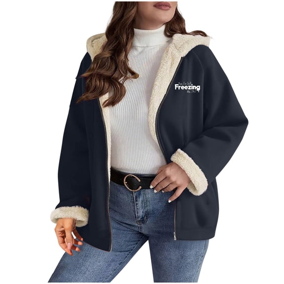 wdsxpo Women's Winter Jackets Warm Sherpa Lined Coats Full Zip Up Hooded Sweatshirt Fashion Cute Printed Fleece Jackets Outerwear