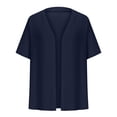 thumbnail image 4 of Aocisk Plus Size Cardigan for Women 2024 Spring Summer Open Front Solid Color Half Sleeve Coat Tops Casual Navy XXL, 4 of 6