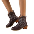thumbnail image 1 of Bottes de Cowboy Basses pour Femmes Talon Moyen Décontracté Largeur Large Bottines de Cowboy, 1 of 4